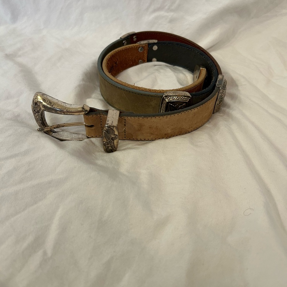 Brighton Women’s‎ Leather Colorblock Silver Hardware Belt 38”